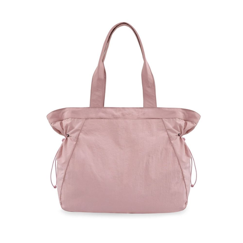 Lightweight Nylon Shopper Tote Bag 18L Side-Cinch Shoulder Bag - PINK