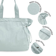 Lightweight Nylon Shopper Tote Bag 18L Side-Cinch Shoulder Bag - PINK