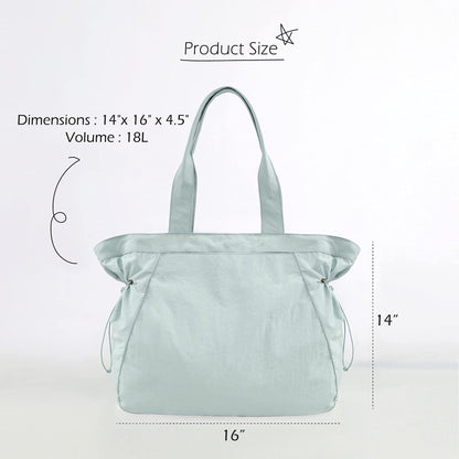 Lightweight Nylon Shopper Tote Bag 18L Side-Cinch Shoulder Bag - PINK V1181-EHN0093-PK