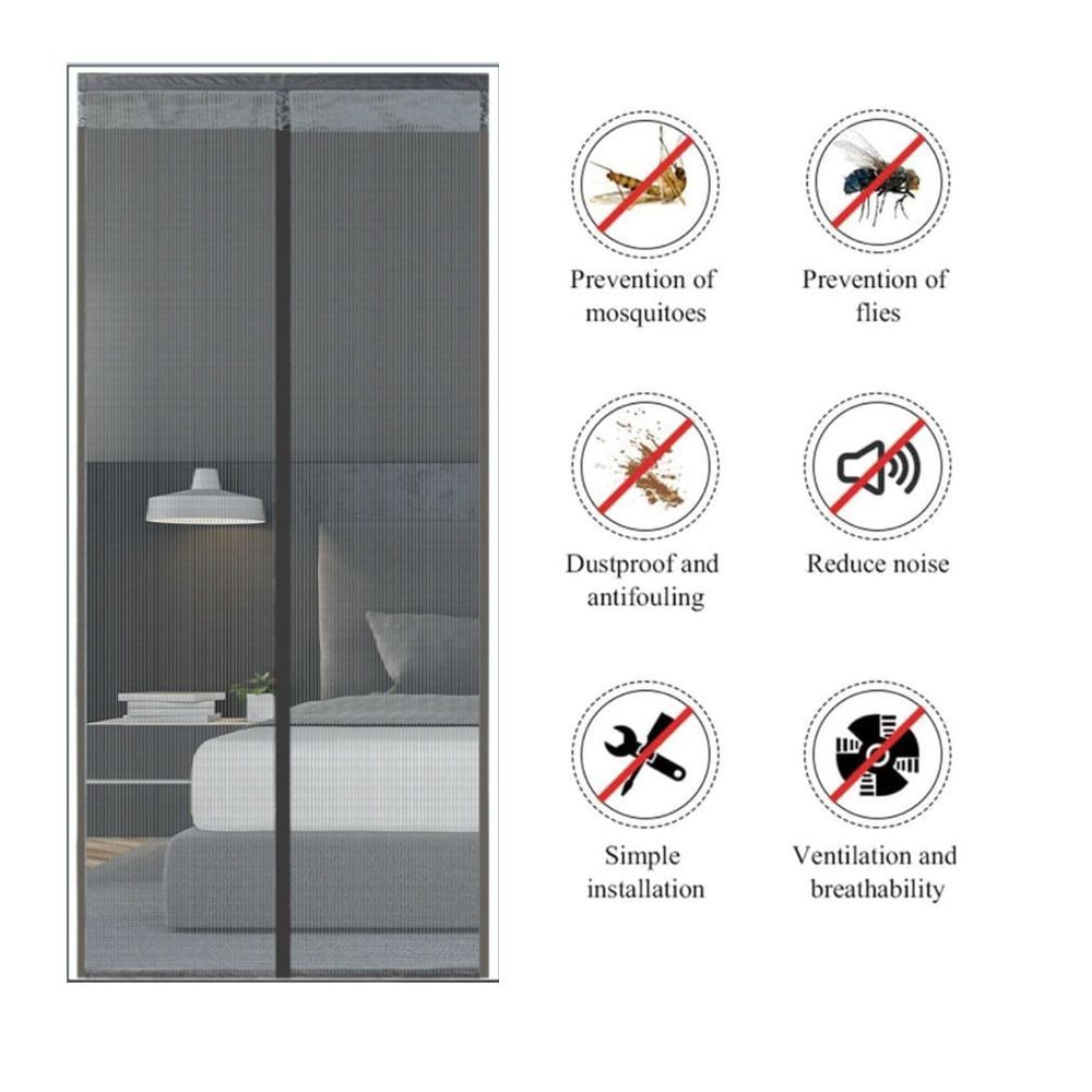 Extra Durable Magnetic Fly Screen Door Anti Mosquito Screen Mesh Curtain Grey-100x230cm V1181-EHN0181-GR-100230