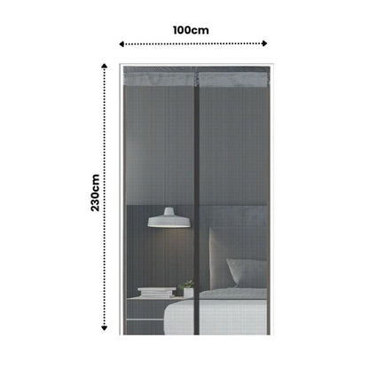 Extra Durable Magnetic Fly Screen Door Anti Mosquito Screen Mesh Curtain Grey-100x230cm V1181-EHN0181-GR-100230