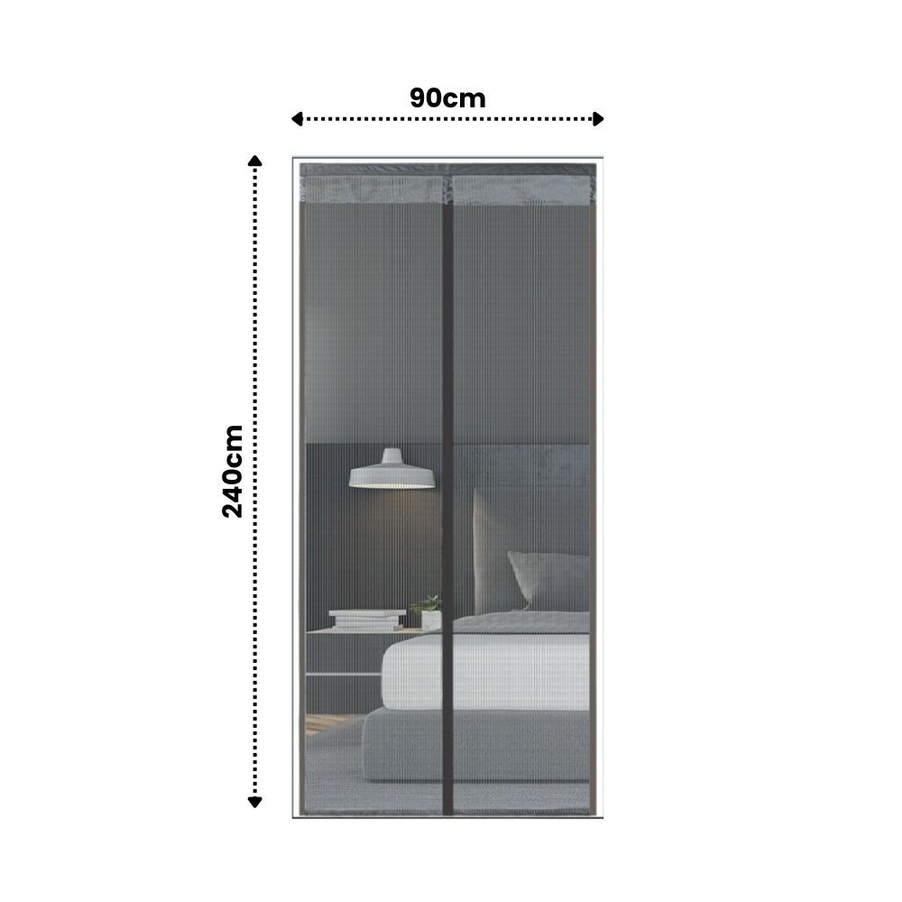 Extra Durable Magnetic Fly Screen Door Anti Mosquito Screen Mesh Curtain Grey-90x240cm V1181-EHN0181-GR-90240