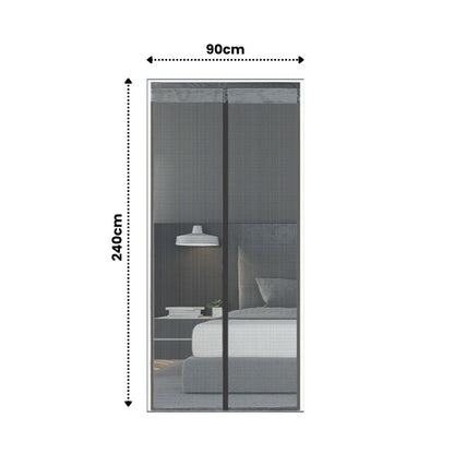 Extra Durable Magnetic Fly Screen Door Anti Mosquito Screen Mesh Curtain Grey-90x240cm V1181-EHN0181-GR-90240