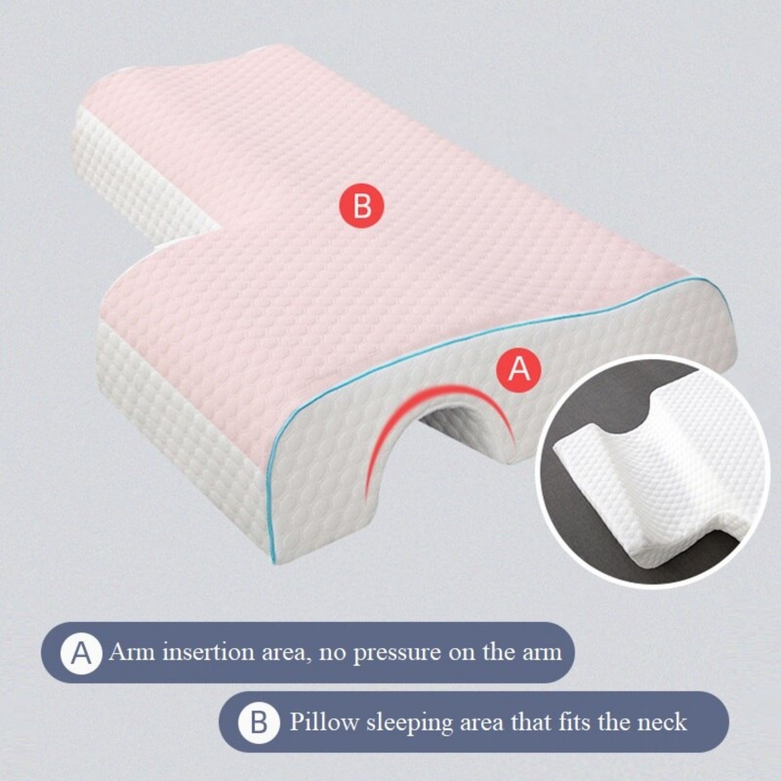 Couple Arch Pillow, Zero Pressure Pillow Slow Rebound No Pressure Hand, Pillow, Couple Sleep Double Memory V1181-EHN0203-RIGHT