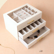 PU Leather Jewellery 3 Level Storage Box Drawer Organiser Gift V1181-EHN0204