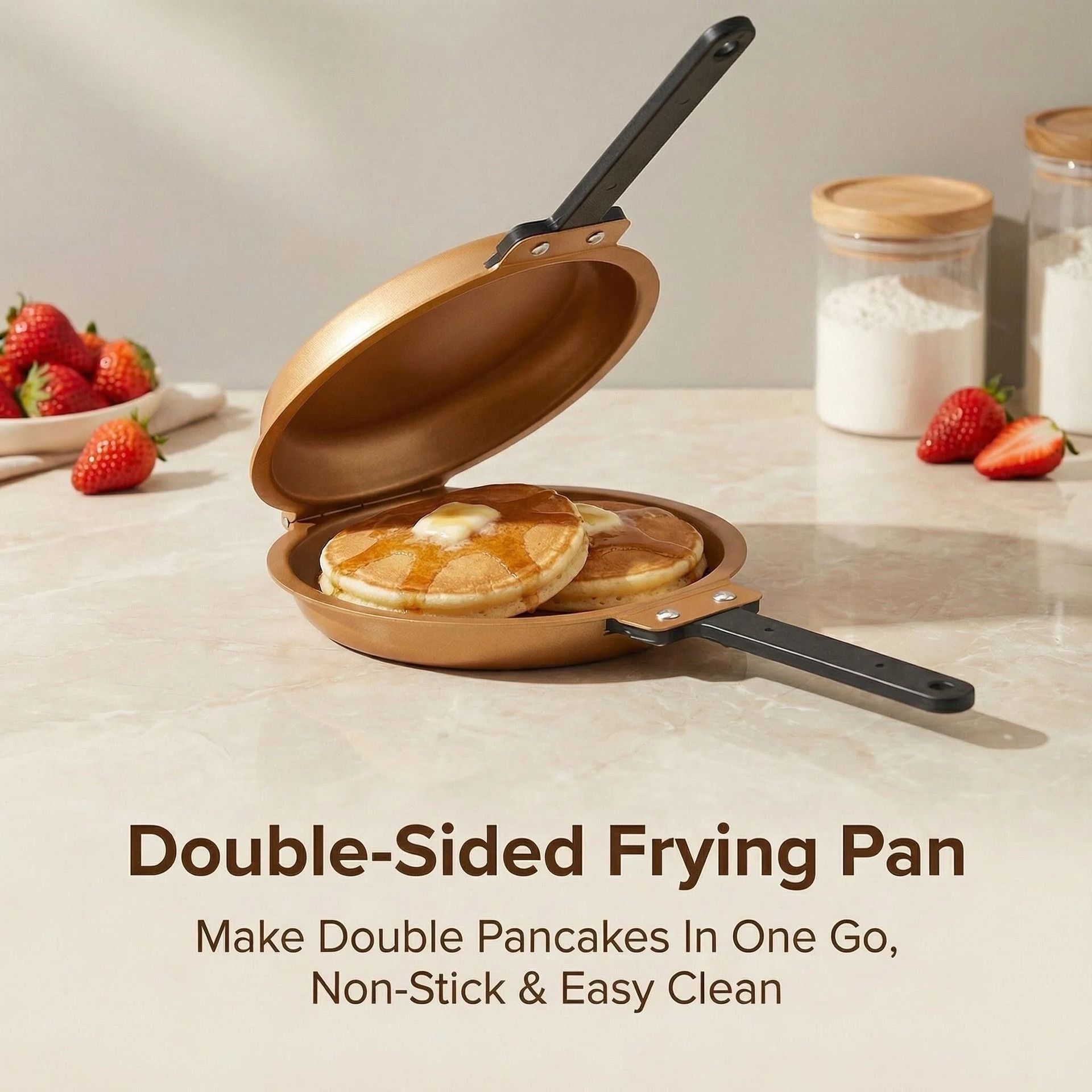Double Sided Pancake Maker Flip Pan Non-Stick Omelette Egg Frying Pan 15cm V1181-EHN0214