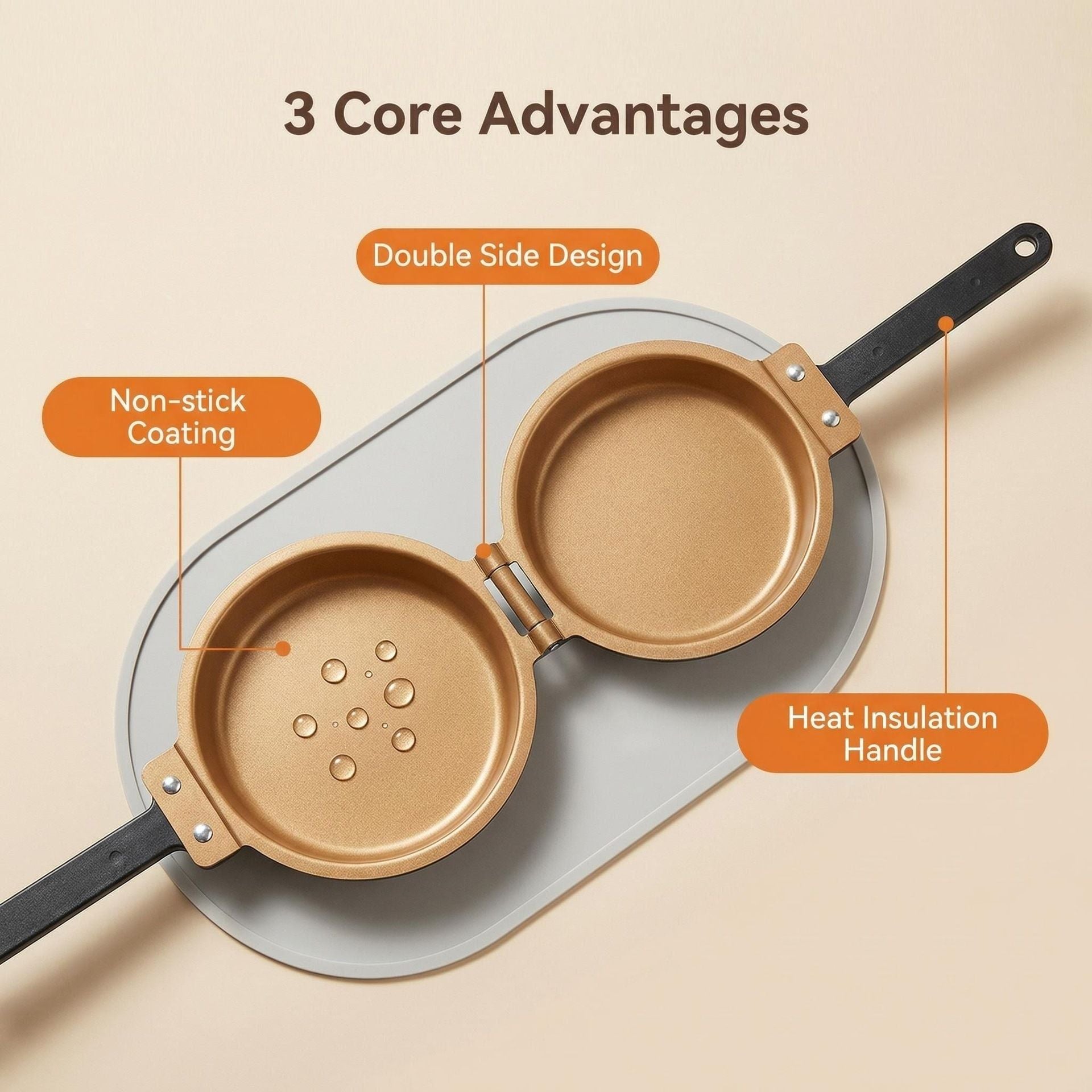 Double Sided Pancake Maker Flip Pan Non-Stick Omelette Egg Frying Pan 15cm V1181-EHN0214