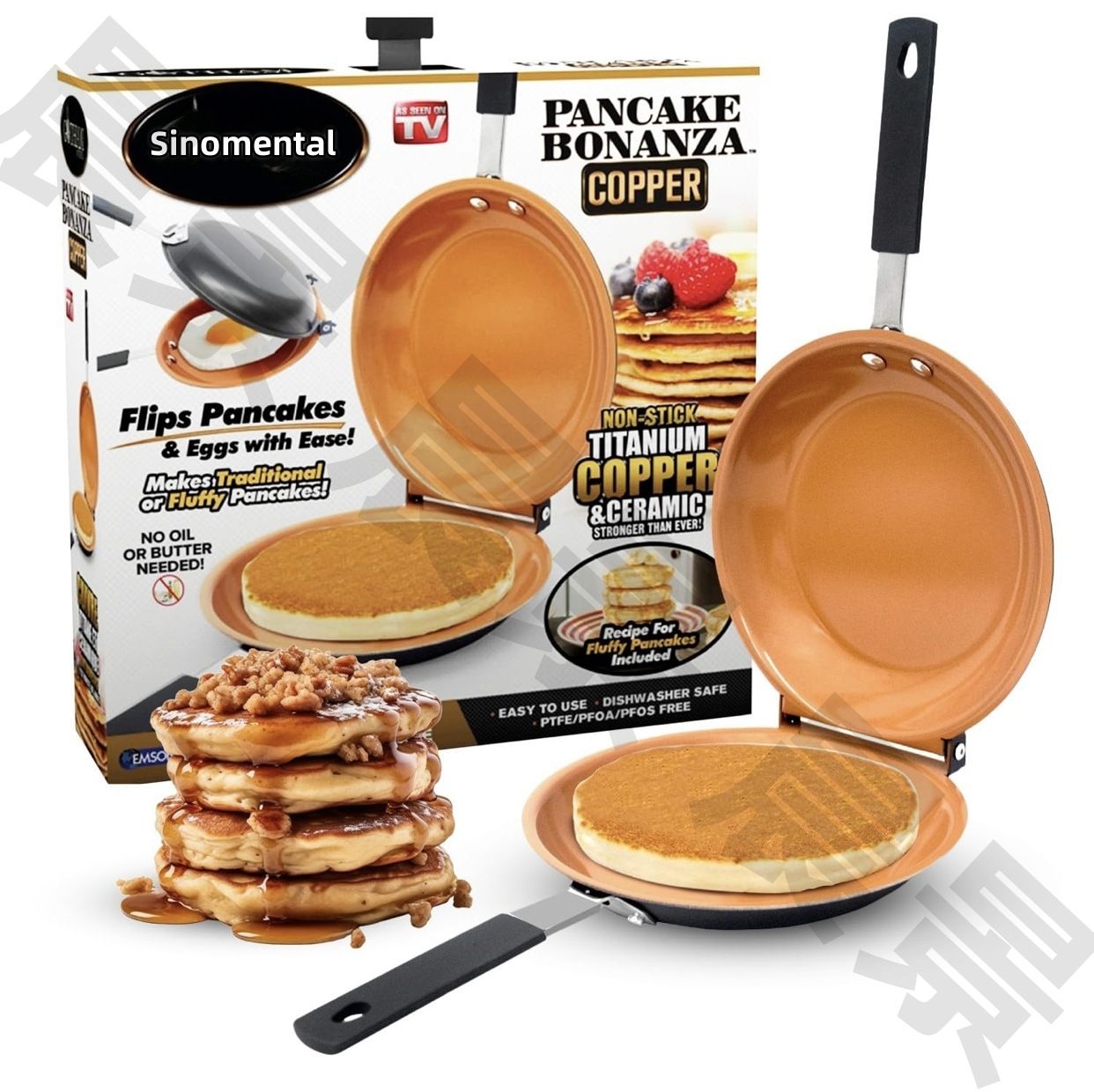 Double Sided Pancake Maker Flip Pan Non-Stick Omelette Egg Frying Pan 15cm V1181-EHN0214