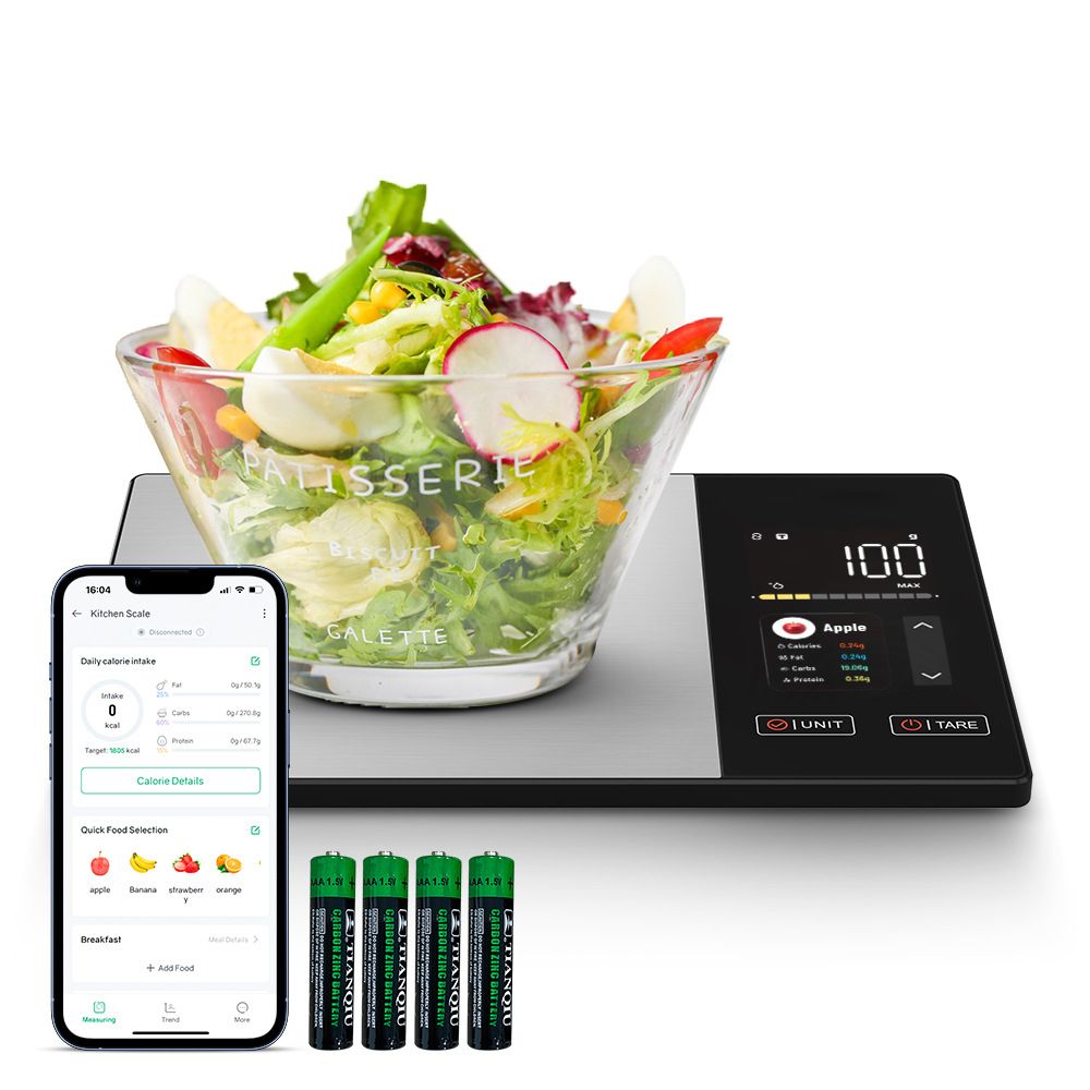 Smart Digital Food Kitchen Scale with Nutritional Calculator, On-Screen Nutrient Info, Free App for Calorie & V1181-EHN0217