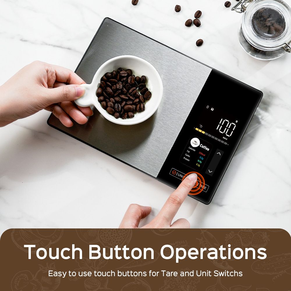 Smart Digital Food Kitchen Scale with Nutritional Calculator, On-Screen Nutrient Info, Free App for Calorie & V1181-EHN0217