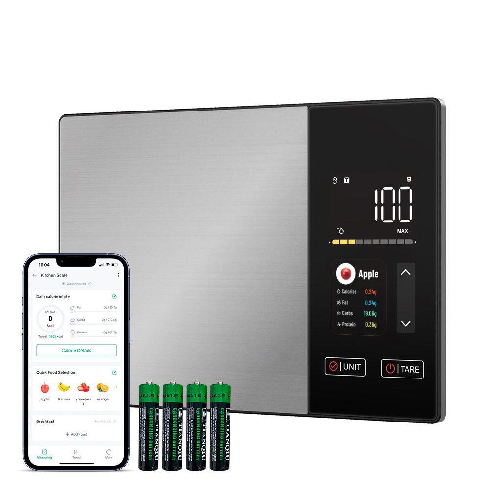 Smart Digital Food Kitchen Scale with Nutritional Calculator, On-Screen Nutrient Info, Free App for Calorie & V1181-EHN0217