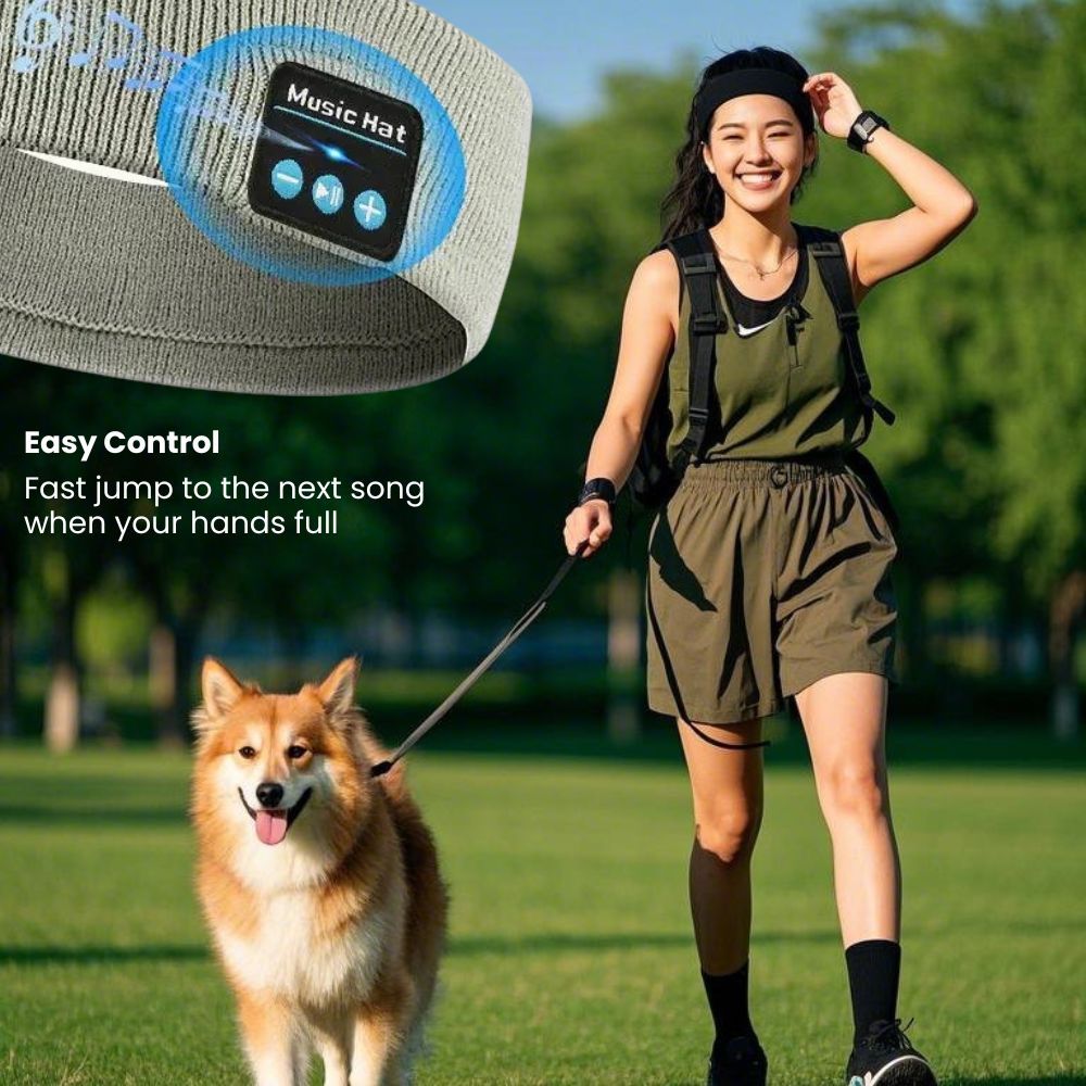 Headset Bluetooth 5.0 Wireless Stereo Earbud Headphone Sports Headband w/Mic-Grey V1181-SEA0001-GR