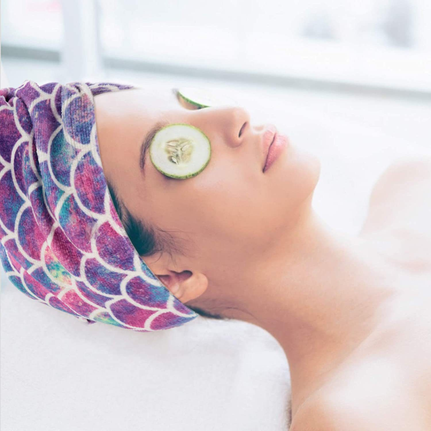 Fast Dry Microfiber Hair Drying Towel Turban Bath Head Wrap Hat Spa Fish Scales
