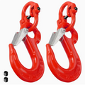 2SET 1.12T Sling Hook Heavy Duty Hammerlock/Slip Hook Kit With Swivel Winch & Safety Latch-Red
