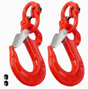 2SET 1.12T Sling Hook Heavy Duty Hammerlock/Slip Hook Kit With Swivel Winch & Safety Latch-Red
