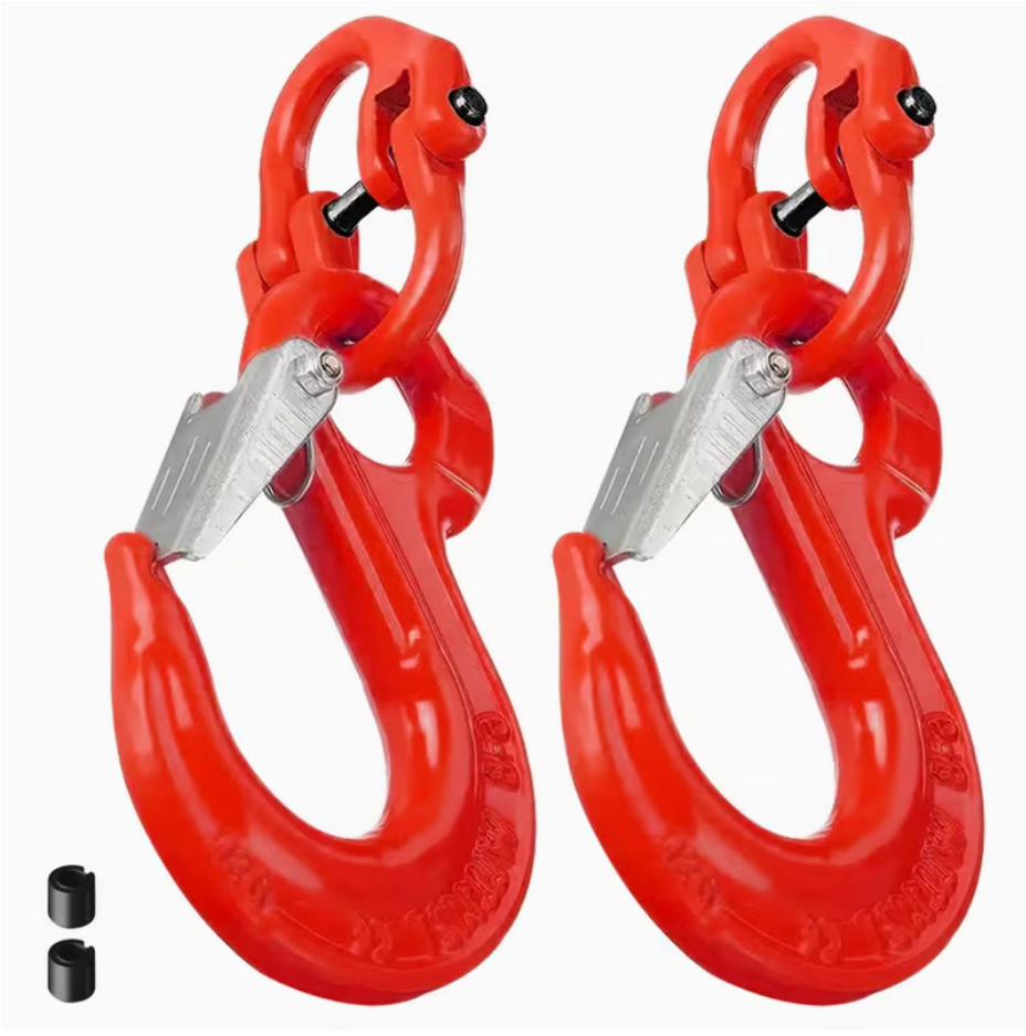 2SET 1.12T Sling Hook Heavy Duty Hammerlock/Slip Hook Kit With Swivel Winch & Safety Latch-Red