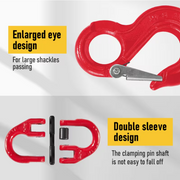 2SET 1.12T Sling Hook Heavy Duty Hammerlock/Slip Hook Kit With Swivel Winch & Safety Latch-Red