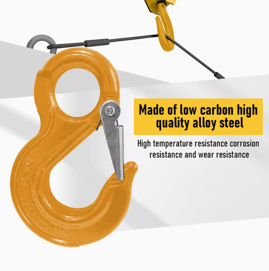 2SET 1.12T Sling Hook Heavy Duty Hammerlock/Slip Hook Kit With Swivel Winch & Safety Latch-Yellow
