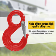 2SETS 2T Sling Hook With Hammerlock Heavy Duty Safety Latch Swivel Winch Hook For Trailer Safety Chain-Red