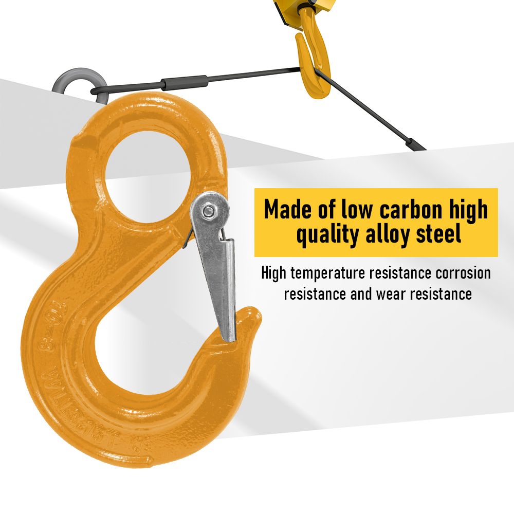 2SETS 2T Sling Hook With Hammerlock Heavy Duty Safety Latch Swivel Winch Hook For Trailer Safety Chain-Yellow V1181-SH-2T-Y