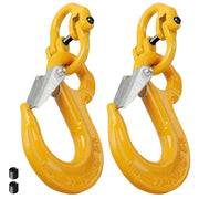 2SETS 2T Sling Hook With Hammerlock Heavy Duty Safety Latch Swivel Winch Hook For Trailer Safety Chain-Yellow V1181-SH-2T-Y