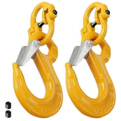 2SETS 2T Sling Hook With Hammerlock Heavy Duty Safety Latch Swivel Winch Hook For Trailer Safety Chain-Yellow V1181-SH-2T-Y