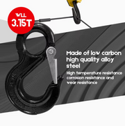 2SET 3.15T Sling Hook Heavy Duty Hammerlock/Slip Hook Kit With Swivel Winch & Safety Latch-Black
