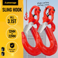 2SET 3.15T Sling Hook Heavy Duty Hammerlock/Slip Hook Kit With Swivel Winch & Safety Latch V1181-SH-315T-R