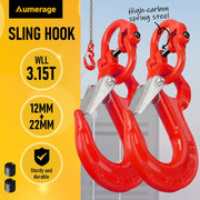 2SET 3.15T Sling Hook Heavy Duty Hammerlock/Slip Hook Kit With Swivel Winch & Safety Latch V1181-SH-315T-R