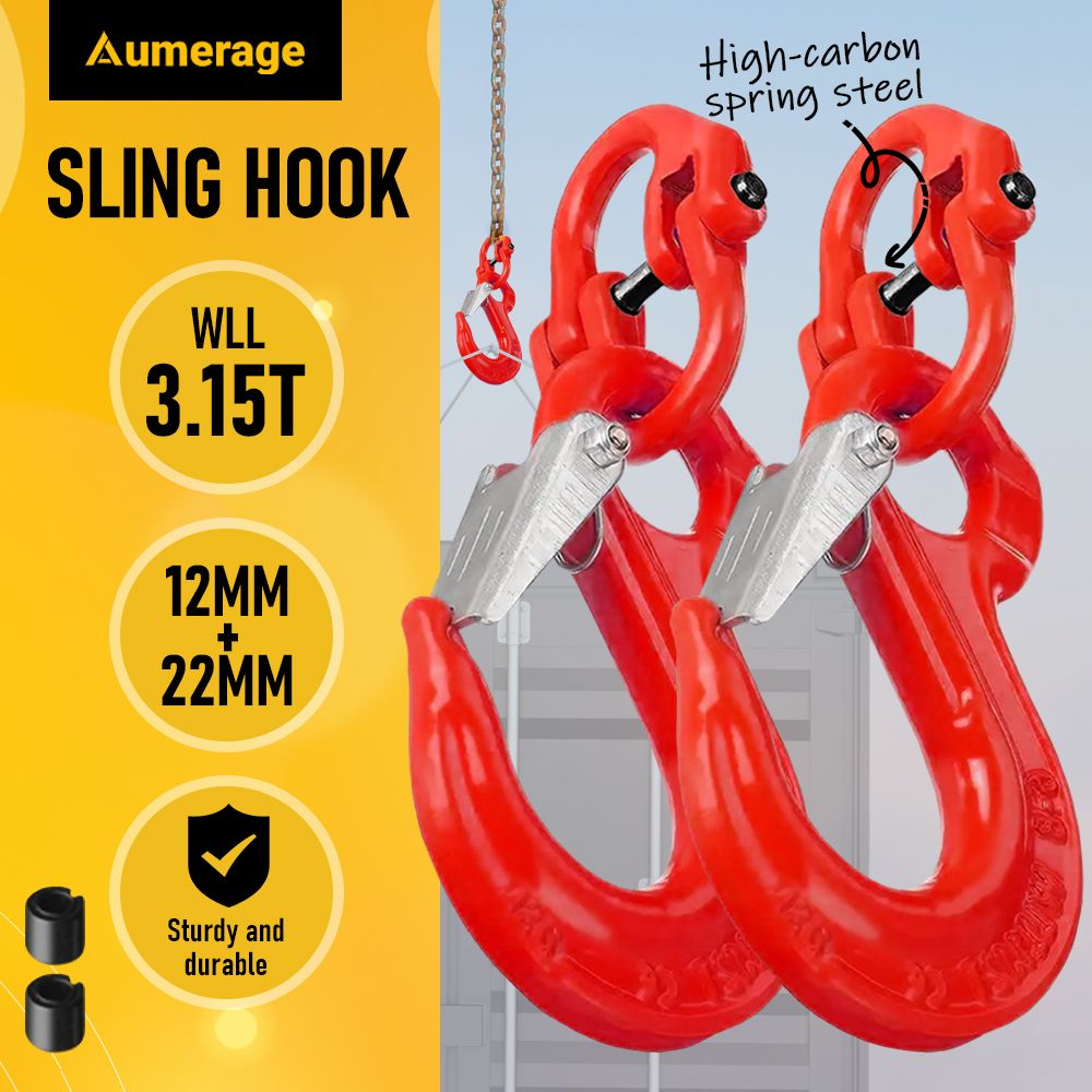 2SET 3.15T Sling Hook Heavy Duty Hammerlock/Slip Hook Kit With Swivel Winch & Safety Latch V1181-SH-315T-R