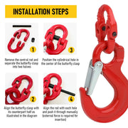 2SET 3.15T Sling Hook Heavy Duty Hammerlock/Slip Hook Kit With Swivel Winch & Safety Latch V1181-SH-315T-R
