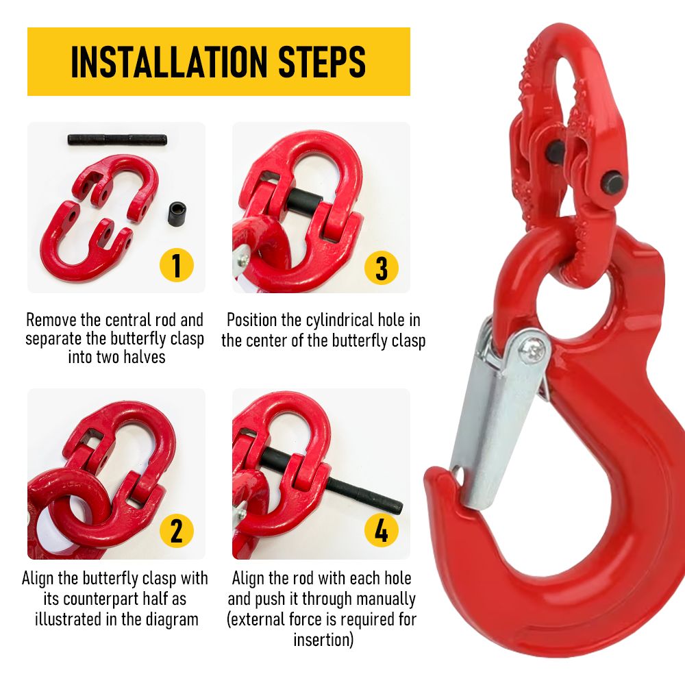 2SET 3.15T Sling Hook Heavy Duty Hammerlock/Slip Hook Kit With Swivel Winch & Safety Latch V1181-SH-315T-R