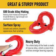 2SET 3.15T Sling Hook Heavy Duty Hammerlock/Slip Hook Kit With Swivel Winch & Safety Latch V1181-SH-315T-R