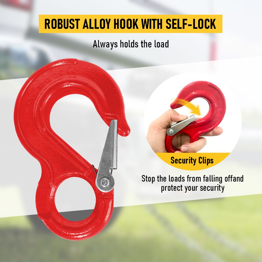 2SET 3.15T Sling Hook Heavy Duty Hammerlock/Slip Hook Kit With Swivel Winch & Safety Latch V1181-SH-315T-R
