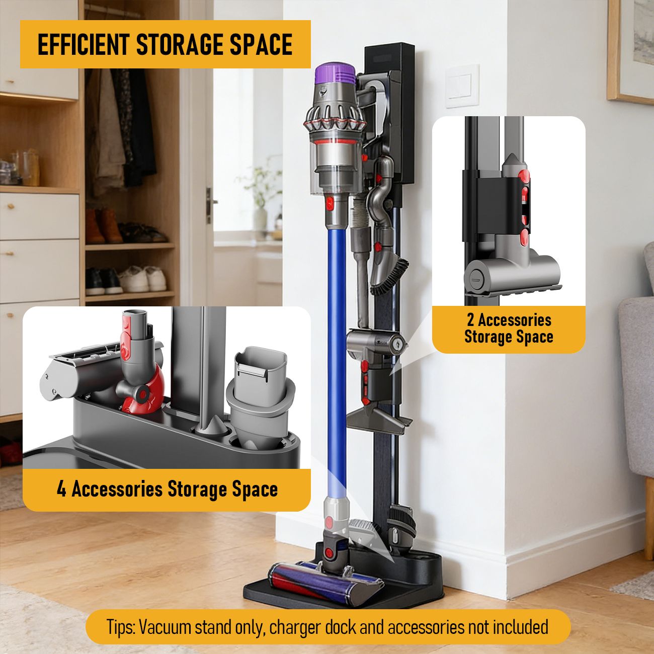 Freestanding Holder for Dyson Vacuum Stand - Suitable for Dyson V6 V7 V8 V10 V11 V12 V15 Vacuum Cleaners V1181-VS-S1
