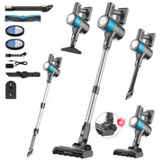 8-in-1 Cordless Vacuum Cleaner 2 Modes Anti-Tangle Brush For Pet Hair On Hardwood Floors & Carpets V1181-XT4-BL