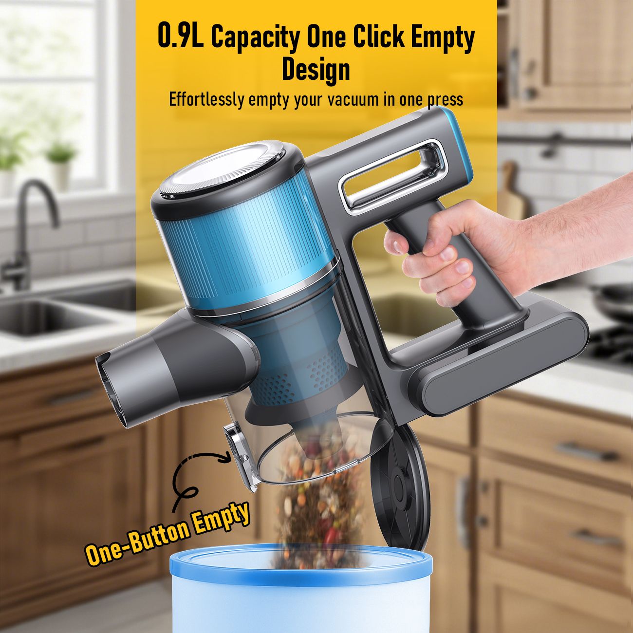 8-in-1 Cordless Vacuum Cleaner 2 Modes Anti-Tangle Brush For Pet Hair On Hardwood Floors & Carpets V1181-XT4-BL