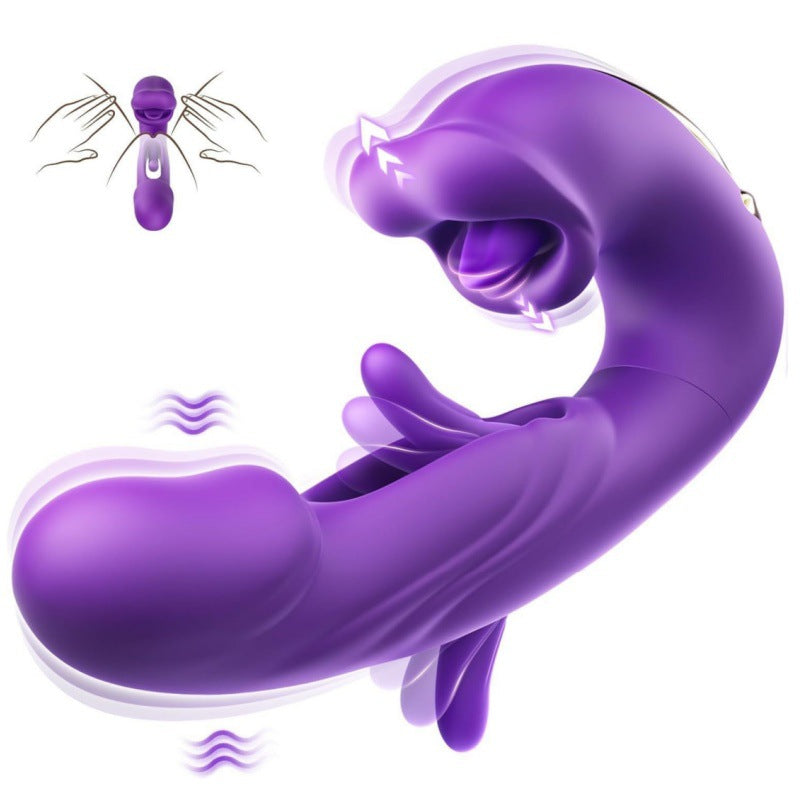 3-in-1 mouth slap tongue vibrator female 7-frequency sucking button G-spot masturbator_Purple V1183-FJ-KA-2