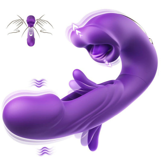 3-in-1 mouth slap tongue vibrator female 7-frequency sucking button G-spot masturbator_Purple V1183-FJ-KA-2