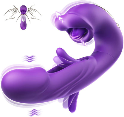 3-in-1 mouth slap tongue vibrator female 7-frequency sucking button G-spot masturbator_Purple V1183-FJ-KA-2
