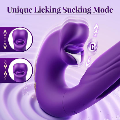 3-in-1 mouth slap tongue vibrator female 7-frequency sucking button G-spot masturbator_Purple V1183-FJ-KA-2