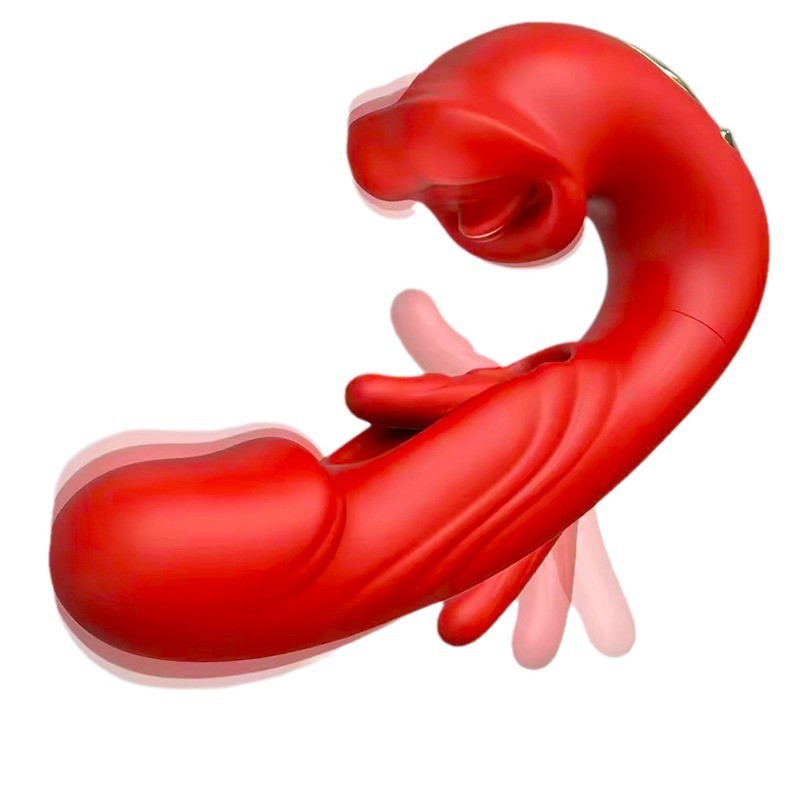 3-in-1 mouth slap tongue vibrator female 7-frequency sucking button G-spot masturbator-RED V1183-FJ-KA-3