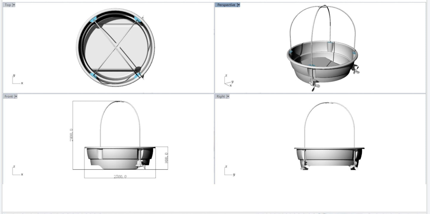 2.5m (5-Person) Smart Electric Power Round Transparent Boat V1184-5-PERSON-SMART-ELECTRIC-POWER-ROUND-TRANSPARENT-BOAT