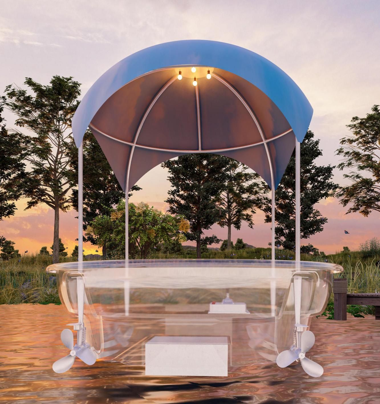 2.5m (5-Person) Smart Electric Power Round Transparent Boat V1184-5-PERSON-SMART-ELECTRIC-POWER-ROUND-TRANSPARENT-BOAT