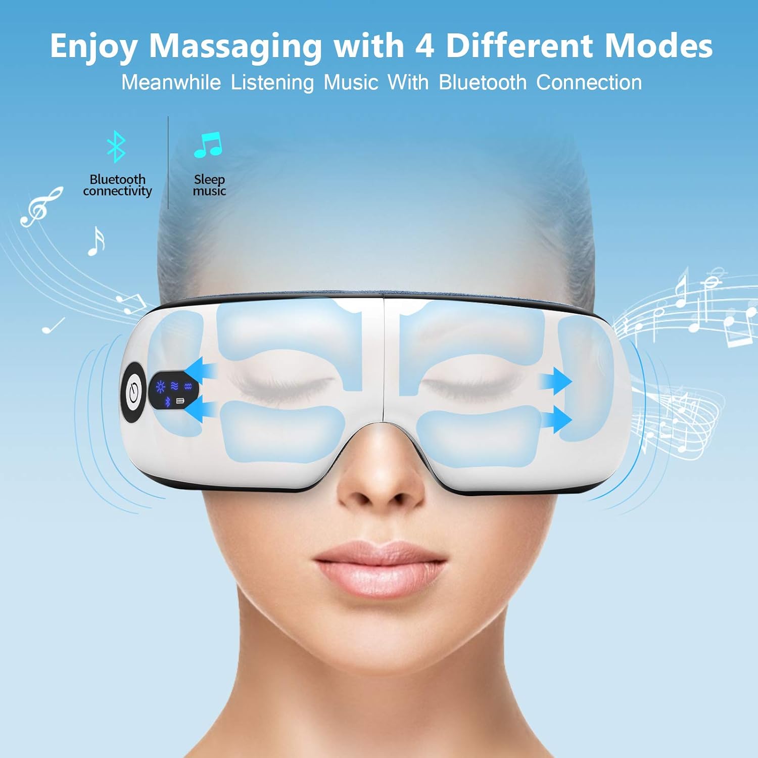 Eye Massager with Heat, Vibration and Warm Compress, Smart Sleeping Eyes Mask with Bluetooth Can Connect with V1186-EM002