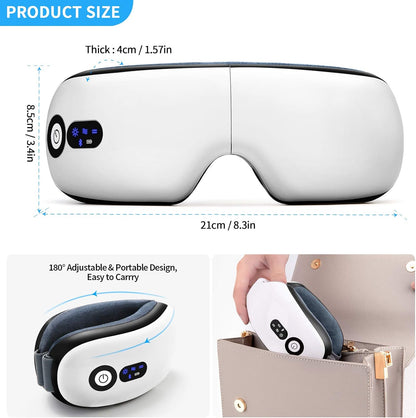 Eye Massager with Heat, Vibration and Warm Compress, Smart Sleeping Eyes Mask with Bluetooth Can Connect with V1186-EM002