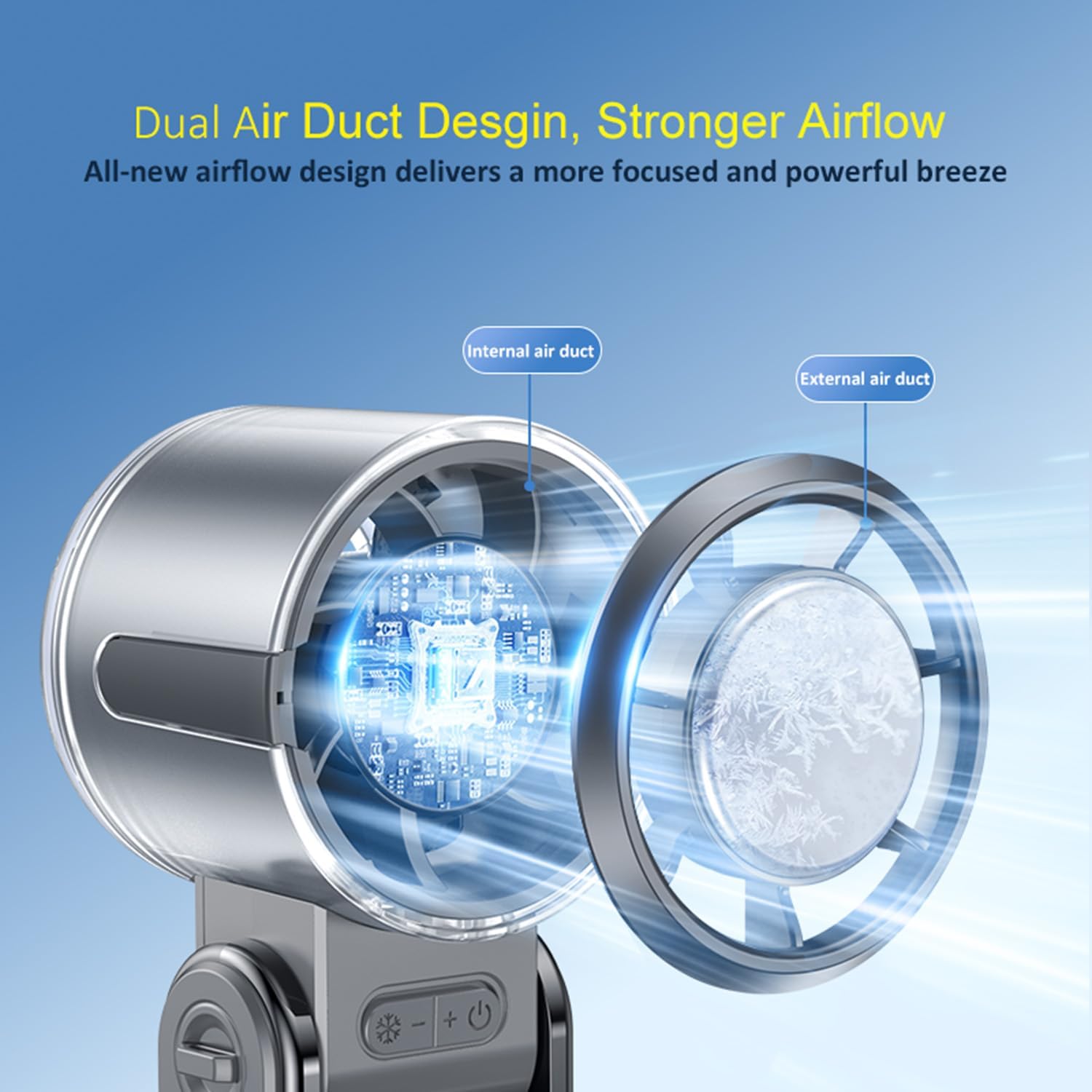 Portable Handheld Fan, Rechargeable Battery Powered with High-Speed Turbo for Strong Wind & Rapid Cooling, V1186-HF-S13-02