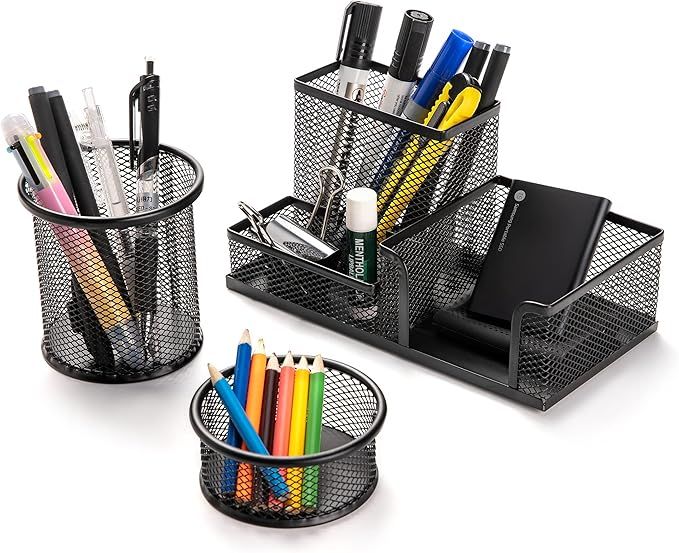 3-set Desk Organisers, Pen Holder For Stationeries & Pencils, Accessories