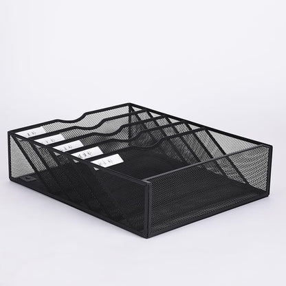 6 Tier Desktop File Organiser, Wall Mount Magazine Rack, Mesh Desk Organizer, Vertical Hanging Document Tray V1186-TH104