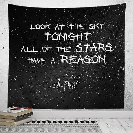 Lil Peep Wall Tapestry Look at the Sky Aesthetic Room Decoration Black Hippie Wall Hanging 90x70cm V1188-CAQQ-122258-1
